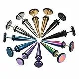 Aroncent Ohrstecker Fake Plug Tunnel: 6 Paare Dehnstab Edelstahl Taper mit Gummi O-Ringe Fakeplugs Ohr Tunnel Piercing Ohrstecker Ohrringe Expander 9mm