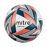 Mitre Ultimatch Fußball, verbesserte Kontrolle, zusätzliche Haltbarkeit, zusätzliche Genauigkeit, Ball, Weiß/Orange, 4