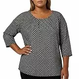 Sheego Damen T-Shirt, Gemustert, 3/4 Arm, Viskose, Rundhals, Schwarz (DE/NL/SE/PL, Numerisch, 48, 50, Regular, Regular, schwarz)