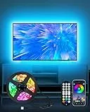 Daymeet TV LED Hintergrundbeleuchtung, 3M USB TV LED Streifen Fernseher für 32 bis 60 Zoll TV PC Monitor LED Strip, RGB Musik Sync Steuerbar via App led fernseher beleuchtung für Room, Küche, Party