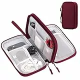 Arae Elektronik Zubehör Organizer, Kabeltasche Travel Essentials, Doppelschicht Reise Kabel Tasche, Electronic Accessories für Ladegerät, USB, SD Karten (Weinrot, M)