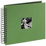 Hama Fotoalbum 28x24 cm (Spiral-Album mit 50 schwarzen Seiten, Fotobuch mit Pergamin-Trennblättern, Album zum Einkleben und Selbstgestalten) grün