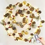 Weihnachtsbeleuchtung, 2M 60 LED lichterkette weihnachten mit tannenzapfen weihnachtsbeleuchtung innen USB/Batterie and 8-Modi Fernbedienung for Kamin, Schlafzimmer, Wand, Baum, Tisch, Outdoor Deko