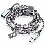 sweguard USB 3.0 Verlängerung Kabel 5M, Verlängerungskabel USB-A Stecker auf A Buchse Nylon USB Kabel Verlängerung 5Gbps Superschnelle für Kartenlesegerät,Tastatur,Drucker,Scanner,Kamera,Hubs