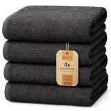 NatureMark 4er Duschtuch-Set – weiche und saugfähige Duschtücher aus 100% Baumwolle, geeignet für den täglichen Gebrauch – Schwarz, 70x140cm