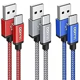 USB A auf USB C Kabel 1M, [3Stück 1m] 3.1A USB C Kabel für iPhone 15 16 17 Schnellladekabel Weben Ladekabel für Samsung Galaxy S25 S24 S20 S10 A16 A15 A55 A35 A71 and more