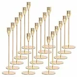 Set mit 18 Kerzenhaltern, goldfarben, konisch, passend für 0.87 Zoll/2.2cm Dicke Kerzen, hoher Kerzenständer aus Metall für Hochzeit, Heimdekoration, Abendessen bei Kerzenschein (Gold)