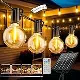 Solar Lichterkette Aussen, 10.45M/34.28FT LED Solarlichterkette Außen Wetterfest 8 Modi, 12+1 G40 lichterketten, 1200 mAH Akku IP44 Wasserdicht Solar Lichterkette Outdoor für Balkon Garten Camping