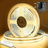 Bigzom LED Streifen 6M Warmweiß 2700K, 1920LEDs Dimmbar 24V COB LED Strip mit Fernbedienung und Netzteil, CRI90+ Hell Unterbauleuchte für Home DIY Dekoration