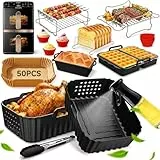 Airfryer Zubehör für Philips Airfryer 4000 Series Stacked Dual Basket 10L, Heißluftfritteuse Zubehör für Philips NA460/NA462, Silikonform Heißluftfritteuse mit Grillrost, Waffelform, Brotbackform