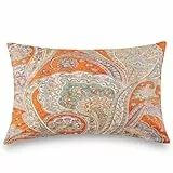 ATsense 2er Set Kissenbezug 40 x 80 cm - 100% Baumwolle, Böhmischer Stil Hellorange Kopfkissenbezug mit Reißverschluss, ÖkoTex Zertifiziert Superweicher Premium und Hypoallergen