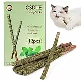 OSDUE 12 Stück Katzenminze Sticks, Matatabi-Kausticks, Katzenminze Spielzeug Katzen Kauhölzer Sticks für Katzen Zahnpflege & Gegen Mundgeruch Natürlich Sicher Katzensticks Kausticks Set