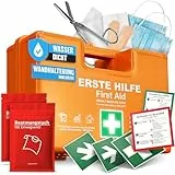 HELDENWERK Erste Hilfe Kasten nach neuer DIN 13157:2021 inkl. Wandhalterung & Aufklebern|Universal Erste Hilfe Koffer für Betrieb, Haushalt oder Gastronomie - Büro Verbandskasten gefüllt, Sanikasten