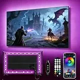 Daymeet LED-Leuchten für TV, 16,4 Fuß LED-TV-Hintergrundbeleuchtung für 55-85-Zoll-USB-H-TV-Monitor hinter Beleuchtungsfarbe RGB TV LED-Leuchtstreifen mit Remote Music Sync Bluetooth App Control