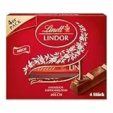 Lindt Schokolade | LINDOR Milch Sticks | 100g | 4 Schokoladen-Sticks aus Vollmilch-Schokolade mit zartschmelzender Füllung | Schokoladen-Stick
