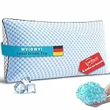 WVIOWVI Memory Foam Kissen, Kühlendes Kopfkissen, Nackenkissen Ergonomisches Seitenschläferkissen Schlafkissen für Seiten, Rücken & Bauchschläfer (Blau-grau, 40x80 cm)