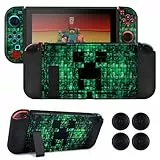 DLseego Schutzhülle Kompatibel mit Switch 2017 Edition,Weiche Dockable Switch Hülle mit 4 Switch Joystick Kappen,Kratzfeste Stoßdämpfung,Grüner Switch