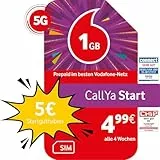 Vodafone Prepaid CallYa Start | 1 GB | 5 EUR Startguthaben | ohne Vertrag | 5G-Netz | Telefon- SMS-Flat | EU-Roaming