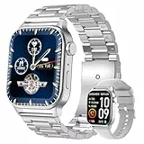 Homailida Smartwatch Herren Damen mit 2 Verstellbaren Armbändern, Smart Watch Anrufe und Sprachassistent, Nachrichtenbenachrichtigungen, Business Stil Smart Watch, 100+ Sportmodi Fitnessuhr (Silber)