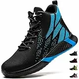 PAQOZKC Sicherheitsstiefel Leicht Herren Damen Arbeitsschuhe Hoch Stahlkappe Atmungsaktiv Sicherheitsschuhe rutschfest Stahlkappenschuhe 8081/blau 41