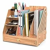 booxihome Schreibtisch Organizer Holz, Büro Tisch Organisator