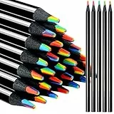nsxsu Regenbogenstifte Kinder, 12 Stück 7 in 1 Mitgebsel Regenbogen Stifte, Bunte stifte Spaß Bleistifte Multi Farbe Bleistift für Zeichnung Färbung Skizzieren, Give Aways Kindergeburtstag vorgespitzt