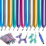 LUKIUP 100 Stück Modellierung Luftballons mit Luftpumpe, 260Q Metallic Magische Luftballons, Magische Luftballons Tierballons Mehrfarbenballons für Kindergeburtstag Party Hochzeit Dekoratio