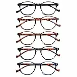 COJWIS 5 Pack Lesebrille Blaulichtfilter fur Damen Herren Federscharnier Brille Anti-Müdigkeit Blendfreie UV Lesehilfe (5 Pack Farbe, 3.50, multiplier_x)