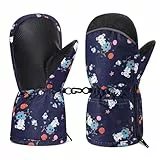 MoKo Handschuhe Kinder, Winterhandschuhe Kinder & Fäustlinge Kinder - Winddicht und Wasserdicht, Skihandschuhe Kinder für Outdoor Sports Snowboard für Jungen Mädchen von 2-3 Jahren, Blau