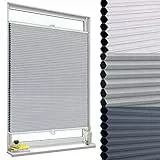 WOLTU Wabenplissee ohne Bohren verdunkelung Thermo Doppelplissee Klemmfix Zweifarbig 65x130cm Grau-Weiß, Plissee Faltrollo Sonnen-, Sicht- & Schallschutz, Jalousie Plisseerollo für Fenster & Tür