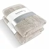 herzbach home Premium Duschtuch 2er-Set 70 x 140 cm (Sandgrau) – Große, weiche & saugstarke Dusch-Handtücher in Bester Qualität – 100% natürliche Baumwolle