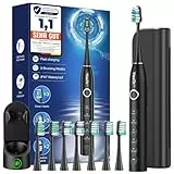 YTEATH PRO Elektrische Zahnbürste, Schallzahnbürste für Erwachsene und Kinder Electric Toothbrush mit 8 Bürstenköpfen und Timer, 5 Putzmodi, Reiseetui, 120 Tagen Akkulaufzeit, 50,000vpm, Black