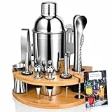 AOKITO Cocktail Shaker Set - 750ML Edelstahl Barkeeper Kit, 12 Teile, Geschenk für Männer, Frauen & Freunde, Stilvolles Bar-Tool Set mit Cocktail Rezeptheft