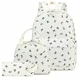 LEDAOU Schulrucksack Jungen Teenager Kinder Jugendlicher Mädchen Daypack Mädchen Freizeit Rucksack, weiße Daisy Schwarz, Rucksack