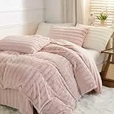 Nayoroom Plüsch Bettwäsche 135x200 Rosa Winter Warme Flauschig Fleece Bettbezug und Kissenbezug 80x80 cm Oeko-Tex Zertifiziert Super Weich Winterbettwäsche Set Reißverschluss