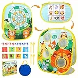 Funsland Wurfspiel Dartscheibe für Kinder, Spiele für Kinder ab 3, 3 in 1 Sitzsack Wurfspiel Geburtstagsgeschenke, Familienparty Aktivitäten, Spielzeug für Drinnen, Garten, Party