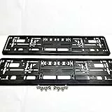 2 x i-mex Kennzeichenhalter | schwarz | inkl. 8 x Befestigungsschrauben | universal | für EU-Schilder 520 x 110 mm | Kennzeichenhalterung | Nummernschildhalter