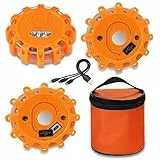 IGRARK 3 Stück Wiederaufladbar Warnleuchten, mit Magnet und Haken, 9 Blinkmodi Leuchtmod, Wasserdicht Warnleuchten & Notbeleuchtung Warnlampe für Boot Schiff PKW LKW RV, Camping Bergsteigen Wandern