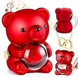 goldmiky Ewige Rose mit Spieluhr, Handkurbel Spieluhr Bär mit Kette und Rose, Geburtstagsgeschenk für Frau,Muttertagsgeschenk, Rosen bär Geschenkbox