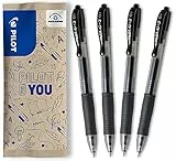 PILOT G2-7 Gelschreiber Set - 4 Stück - Farbe Schwarz - weiche Gelstifte 0,36mm Strichstärke, angenehme Schreibführung und kratzfreies, präzises Schriftbild, mit austauschbarer Mine