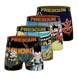 Freegun Herren-Boxershorts Dragon Ball Z, Boxershorts für Herren, Goku, Vegeta und Picolo (4 Stück), Orange/Violett/Schwarz/Gelb/Blau, L
