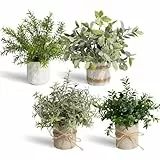 YVONNEYI 4 Stück Künstliche Pflanzen, Kunstpflanze Klein für Home Decoration, Künstliche Pflanzen wie echt für Wohnzimmer Schlafzimmer Badezimmer Küchen Zimmer Zuhause Innen Deko (009, 4 Stück)