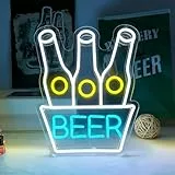 Beer Neon Schild, LED Bier Bar Neon Sign Leuchtreklame für Wand Deko, Dimmbare Brief Leuchtschild USB Power für Beer Bar Pub Club Hotel Nachtclub Männ Höhle Home Party