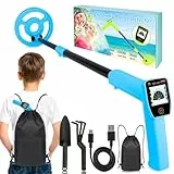 Metalldetektor Kinder - iTayga 2026 USB Wiederaufladbarer Kinder Metalldetektor, Verstellbarer (24'-35'), Hochpräziser Tragbarer Metalldetektoren mit LCD-Display für die Erkundung im Freien, Blau