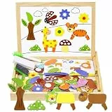 Aolso Holz Magnetpuzzle, Holzpuzzle, Zeichenstaffelei, Tafel, Magnetische Holzspielzeug, Kreativ Lernspielzeug für Kinder, pädagogisches Holzspielzeug für Jungen und Mädchen