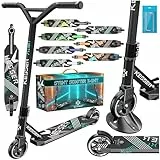 KESSER® Stunt Scooter X-Limit - 360° Lenkung Robuster Funscooter Stuntscooter mit ABEC 9 Kugellagern, 100 mm PU Räder, Kickscooter Tretroller Cityroller Trick Roller für Kinder Erwachsene, Schwarz