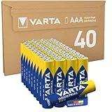 VARTA Batterien AAA, 40 Stück, Industrial Pro, Alkaline Batterie, 1,5V, Vorratspack in umweltschonender Verpackung, Made in Germany [Exklusiv bei Amazon]