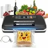 OidoZac 95kPa Vakumierergerät für Lebensmittel, 12-in-1 Vacuum Sealer mit Doppelter Heißsiegelung, Vakuumiergerät Doppelte Schweißnaht, Integriertem Cutter und Beutelspeicher, Abnehmbarer Tropfschale
