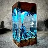 FIYSON 3D Epoxidharz Godzilla Nachtlicht, Harz-Godzilla Figuren Ornamente mit USB-Kabel, Monster Nachttischlampe mit 16 Farbe Remote, Mehrfarbige LED Nacht Lampe, Desktop-Kunst-Dekor Geschenk(Stil 1)
