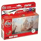 Airfix Starter Set – A55114A Mary Rose Modellbausatz – Plastikmodellschiff Kits für Erwachsene & Kinder ab 8 Jahren, Set enthält Abziehbilder, Humbrol Acrylfarben, Pinsel & Polyzement – Modell im